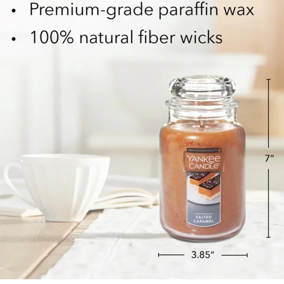 NWT Yankee Candle Salted Caramel Large Glass candle - Picture 2 of 9